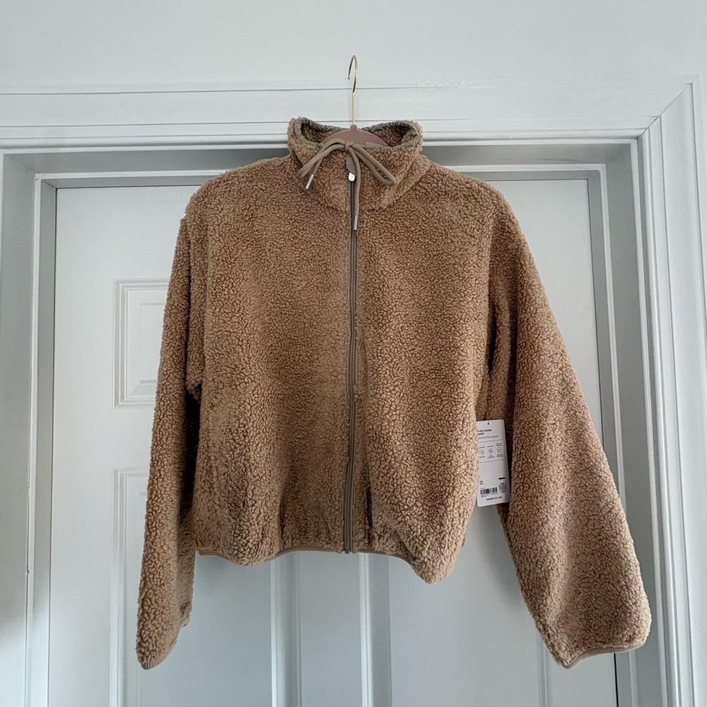 NEW Athleta Teddy Zip-Front Jacket in Camel Brown - Picture 2 of 7